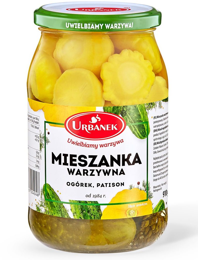 W 320 Gramowej Paczce Mieszanki Orzechowej Mieszanka warzywna ogórek, patison - Urbanek - przetwory owocowo