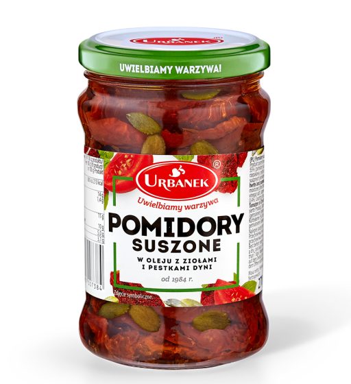 Pomidory suszone w oleju z ziołami i pestkami dyni