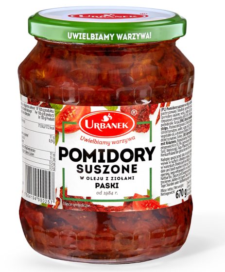 Pomidory suszone w oleju z ziołami paski